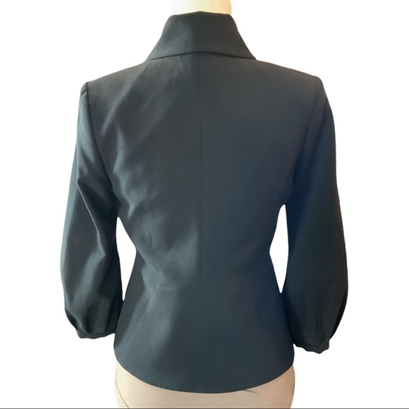 CAbi Abbott Blazer Jacket Black Ponte Knit Button 3/4 Puff Sleeve 3027 Size 4 - Picture 6 of 13